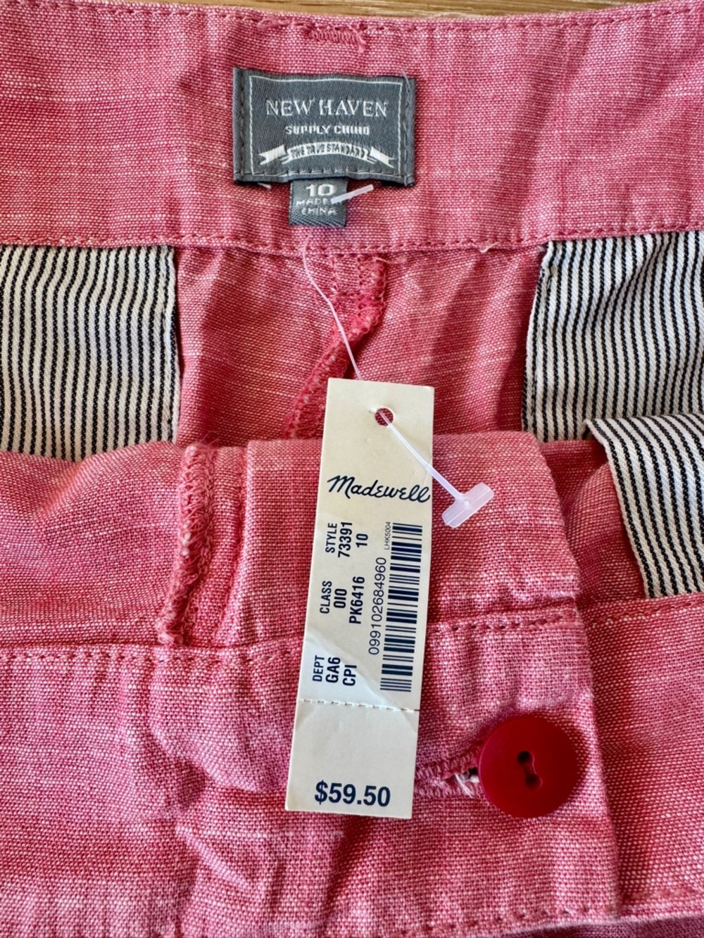 NWT! MADEWELL Women’s Pink Chambray Chino Shorts 100% Cotton Size 10 - Picture 11 of 16